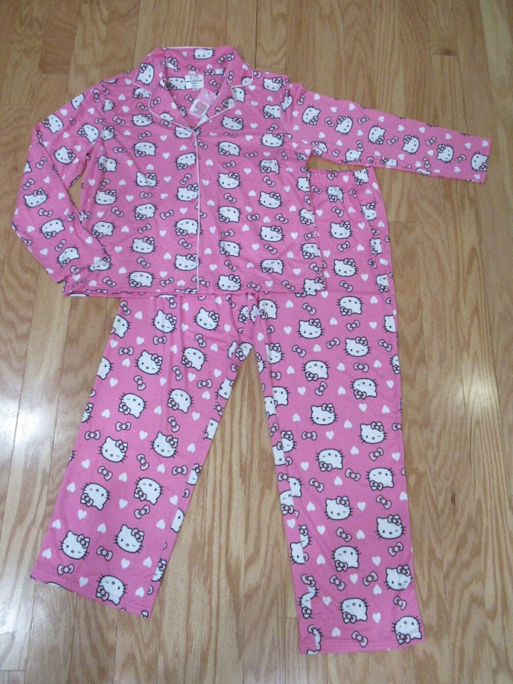 Hello Kitty Womens 2 Pc. Soft Cozy Plush Pajamas Lounge Set Pink Large ~NWT~
